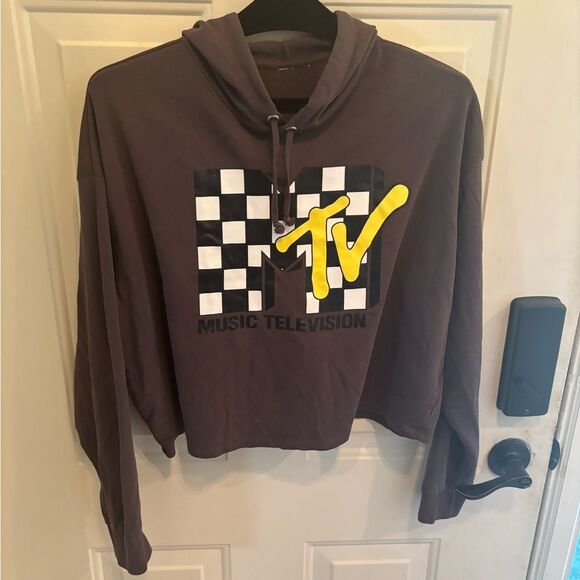 MTV Gray Hoodie with Checkered and Yellow Logo - Picture 2 of 3